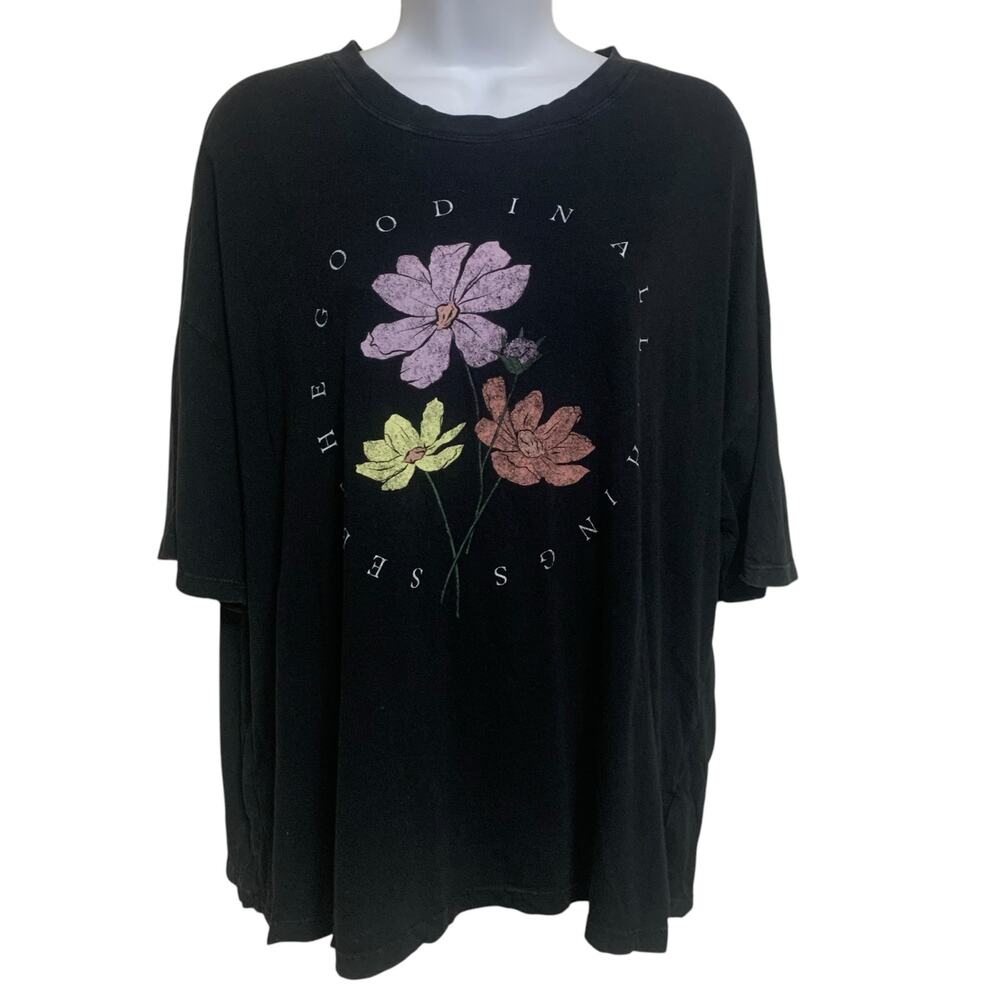 Free State ''See The Good In All Things" Floral Oversized T-Shirt Womens Size L